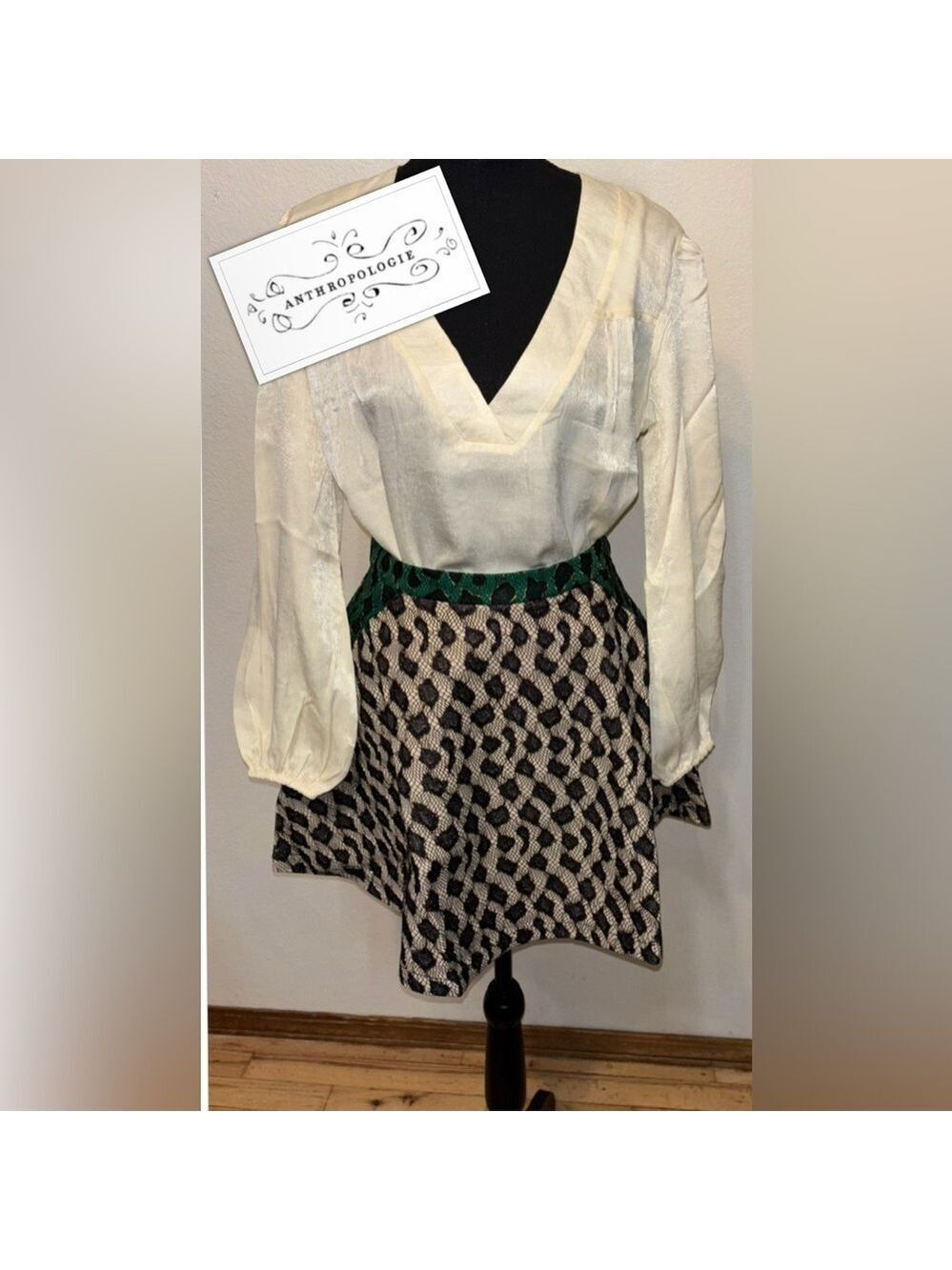 NEW Anthropologie Y2K Whimsigoth Grunge Leopard Lace Mini Skirt size Small